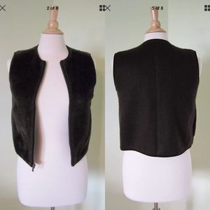Banana Republic Faux Fur Vest XS zip up brown
